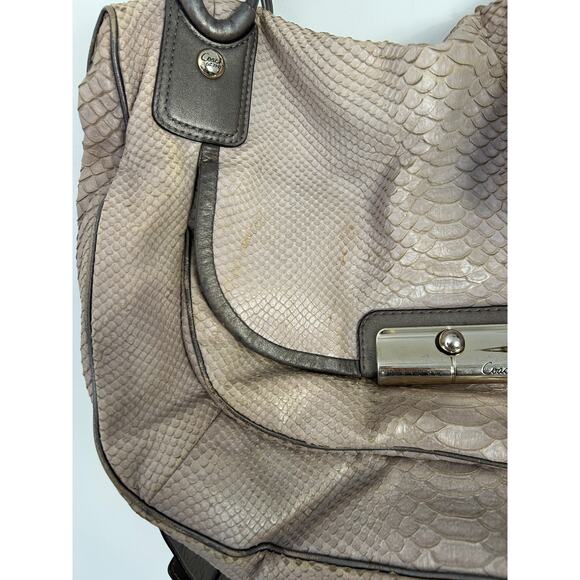 Coach Snakeskin Embossed Satchel, Gray Sage Python Print - Picture 3 of 11